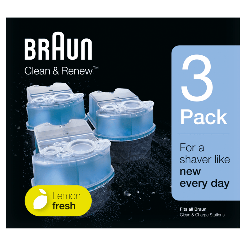 Braun Clean and Renew Refill Replacement Cartridges for Electric Shaver, 3  Pack