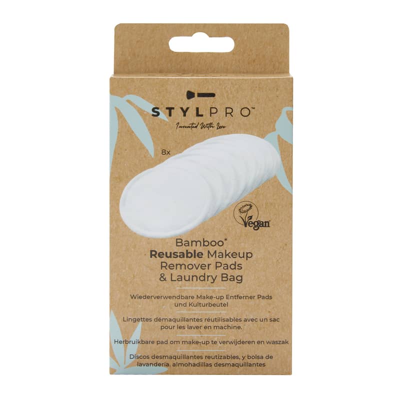 StylPro Bamboo Reusable Makeup Pads & Laundry Bag 8 Pack
