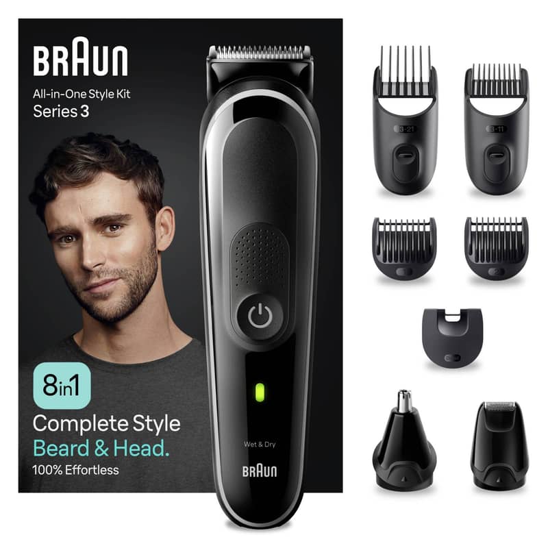 Braun All-In-One Style Kit Series 3 MGK3440, 8-in1 Kit For Beard, Hair 