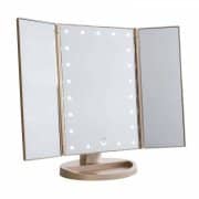 UNIQ Hollywood Makeup Trifold Mirror With LED Light - Rose Gold