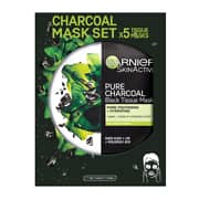 Garnier Charcoal and Algae Pore-Tightening &amp; Hydrating Face Sheet Mask Pack x5