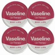 Vaseline Lip Therapy Petroleum Jelly, Rosy Lips 4 x 20g