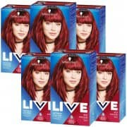 Schwarzkopf Live Intense Colour Permanent Hair Dye Red Passion Number 43 Set x 6