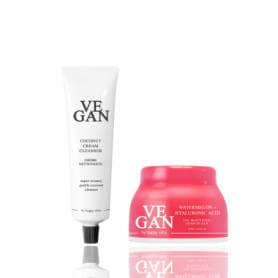 Vegan By Happy Skin COCONUT Cream cleanser 150ml + x WATERMELON + HYALURONIC ACID day moisturiser 50ml