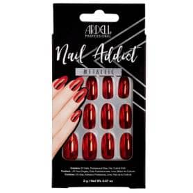 Ardell Nail Addict Metallic Press On Nails Metallic Red 24 Pieces
