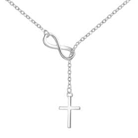 Philip Jones Jewellery Silver Plated Infinity with Cross Necklace