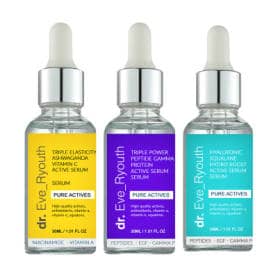 Dr. Eve_Ryouth - Hyaluronic acid Squalane Hydro Boost active serum 30ml + Triple Elasticity Ashwaganda Vitamin C Powerful Active Serum 30ml + Triple Power Peptide Gamma Protein active serum 30ml
