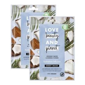 Love Beauty & Planet Hydration Infusion Vegan Sheet Mask for Hydrated Skin, 2pk