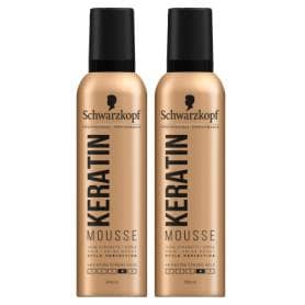 Schwarzkopf Keratin Mousse with 48H Extra Strong Hold for Hair Styling, 250ml, 2 Pack