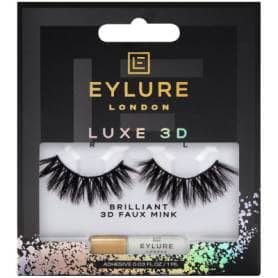 Eylure Luxe 3D Faux Mink Black Lashes - Style Brilliant with Lash Glue - 1 Pair