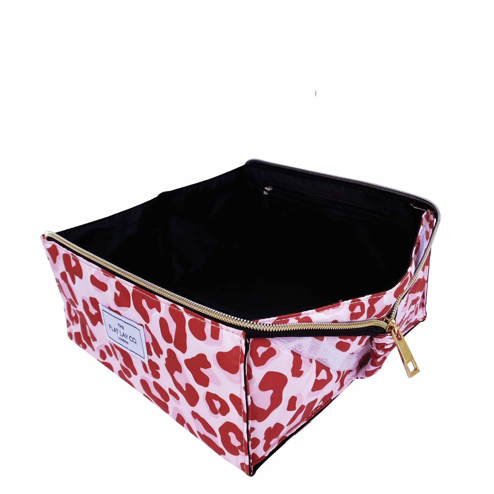 The Flat Lay Co. Open Flat Makeup Box Bag Pink Leopard | SEPHORA UK
