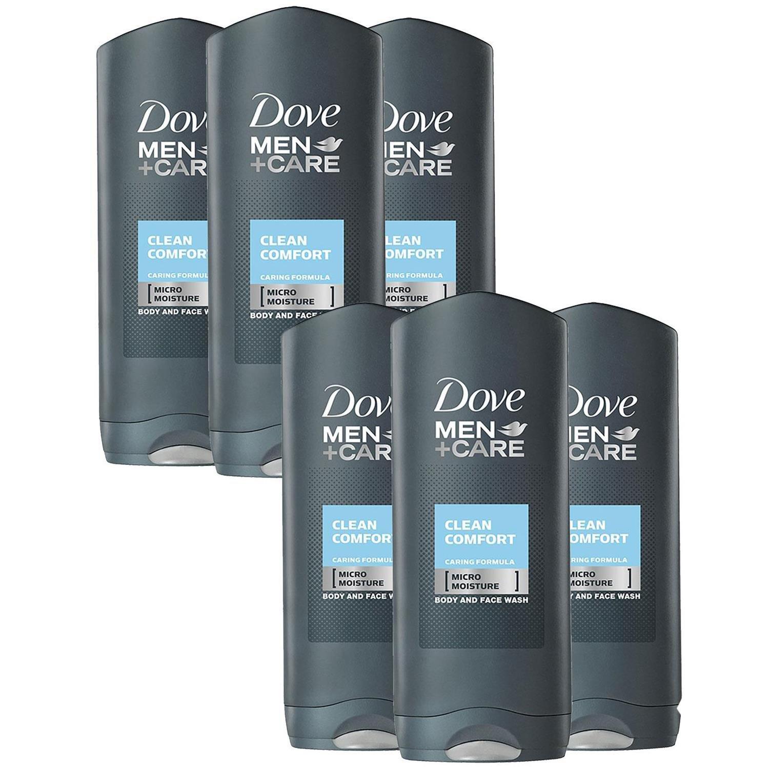 Dove Men+Care Clean Comfort Body & Face Wash 6 x 400ml - Feelunique