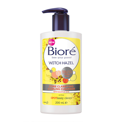 Biore Witch Hazel Pore Clarifying Cooling Salicylic Acid Cleanser For Spot Prone Skin 200ml