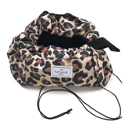 The Flat Lay Co. Open Flat Makeup Bag in Leopard Print