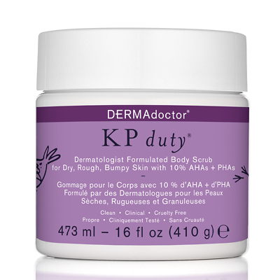 DERMAdoctor KP Duty Dermatologist Formulated Body Scrub for Dry, Rough, Bumpy Skin with 10% AHAs + PHAs 473ml
