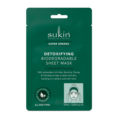 Sukin Super Greens Detoxifying Sheet Mask 20ml