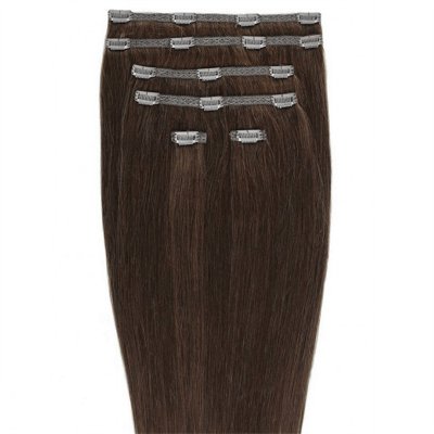 GOLD24 Clip-in Extensions #33B Dark Red-Brown - 50 cm