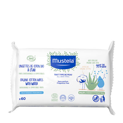 Mustela Organic Cotton Wipes with Water x60