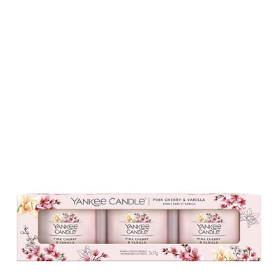 Yankee Candle 3 Pack Filled Votive Pink Cherry Vanilla Gift Set