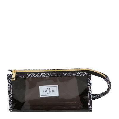 The Flat Lay Co. Makeup Perspex Box Bag in Black Tropical