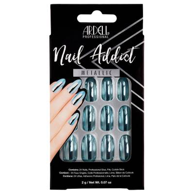 Ardell Nail Addict Metallic Press On Nails Metallic Blue 24 Pieces