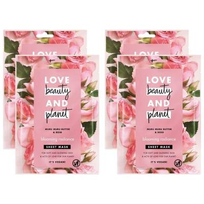 Love Beauty & Planet Blooming Radiance Sheet Mask for Soft & Glowing Skin, 4pk