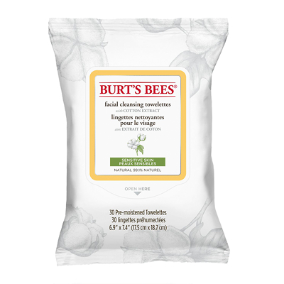 Burt's Bees Pour Peau Sensible Lingettes Nettoyantes pour le Visage 30 Pièces