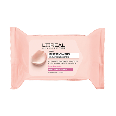 L'Oréal Paris Fine Flowers Cleansing Wipes Dry and Sensitive Skin 25 Wipes