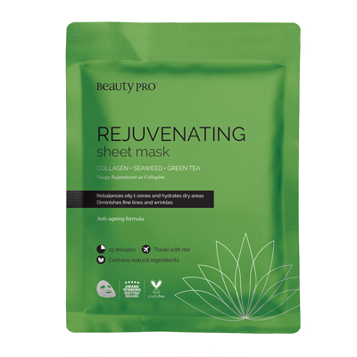 BeautyPro REJUVENATING Collagen Sheet Mask with Green Tea Extract 23g